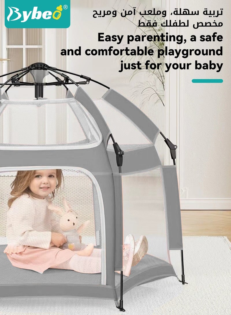 Bybeo Baby Playpen Fence, Portable Toddler Outdoor Playpen with Playmat and Storage Bag, Kids Activity Center, Foldable Pop Up Play Tent for Home, Park, Beach or Camping, No Installation Required, 135*110CM - Image 3